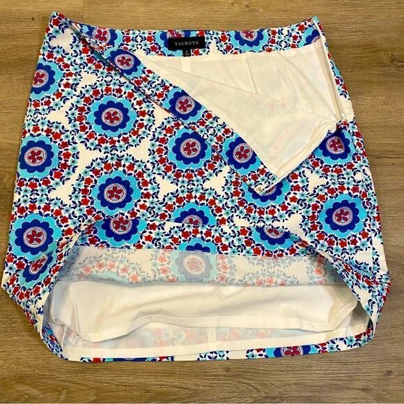 NEW RED/WHITE/BLUE FLORAL GEOMETRIC PRINT LINED SKIRT BY TALBOTS 8 - Picture 9 of 12